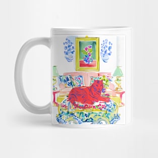 Tiger in preppy interior Mug